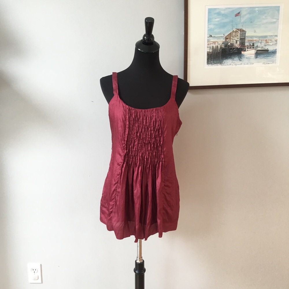Eileen Fisher Pleated Sequins Silk Tank Top SP